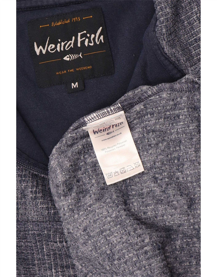 Weird Fish Herre Zip Neck Fleece Jumper Medium Navy Blue Polyester