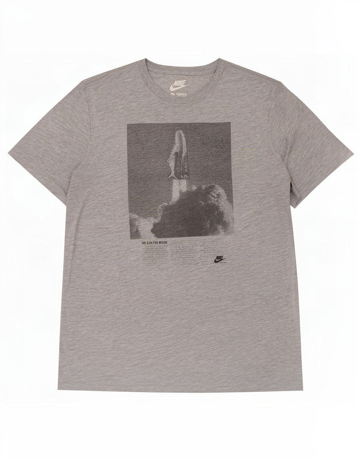 Nike Herre Regular Fit Grafisk T-Shirt Top Stor Grå Polyester