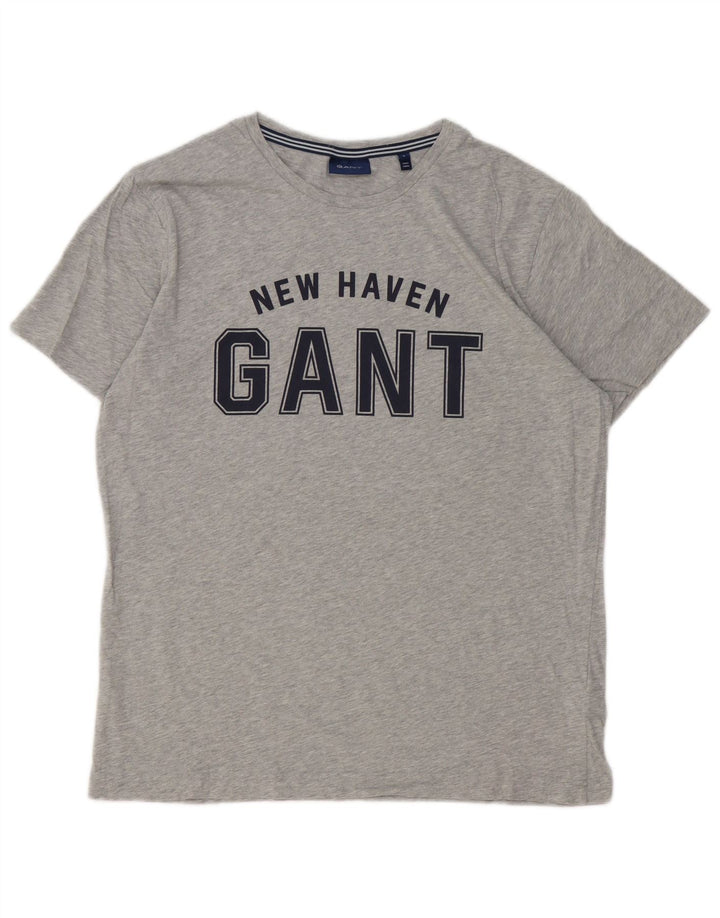 Gant Grafisk T-shirt top til mænd, stor grå bomuld