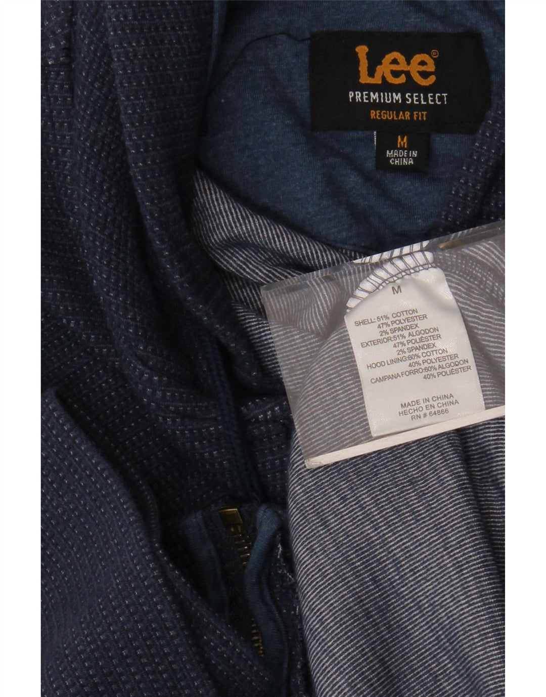 LEE Herre Regular Fit Hættetrøje Sweater med lynlås Mellem marineblå plettet bomuld