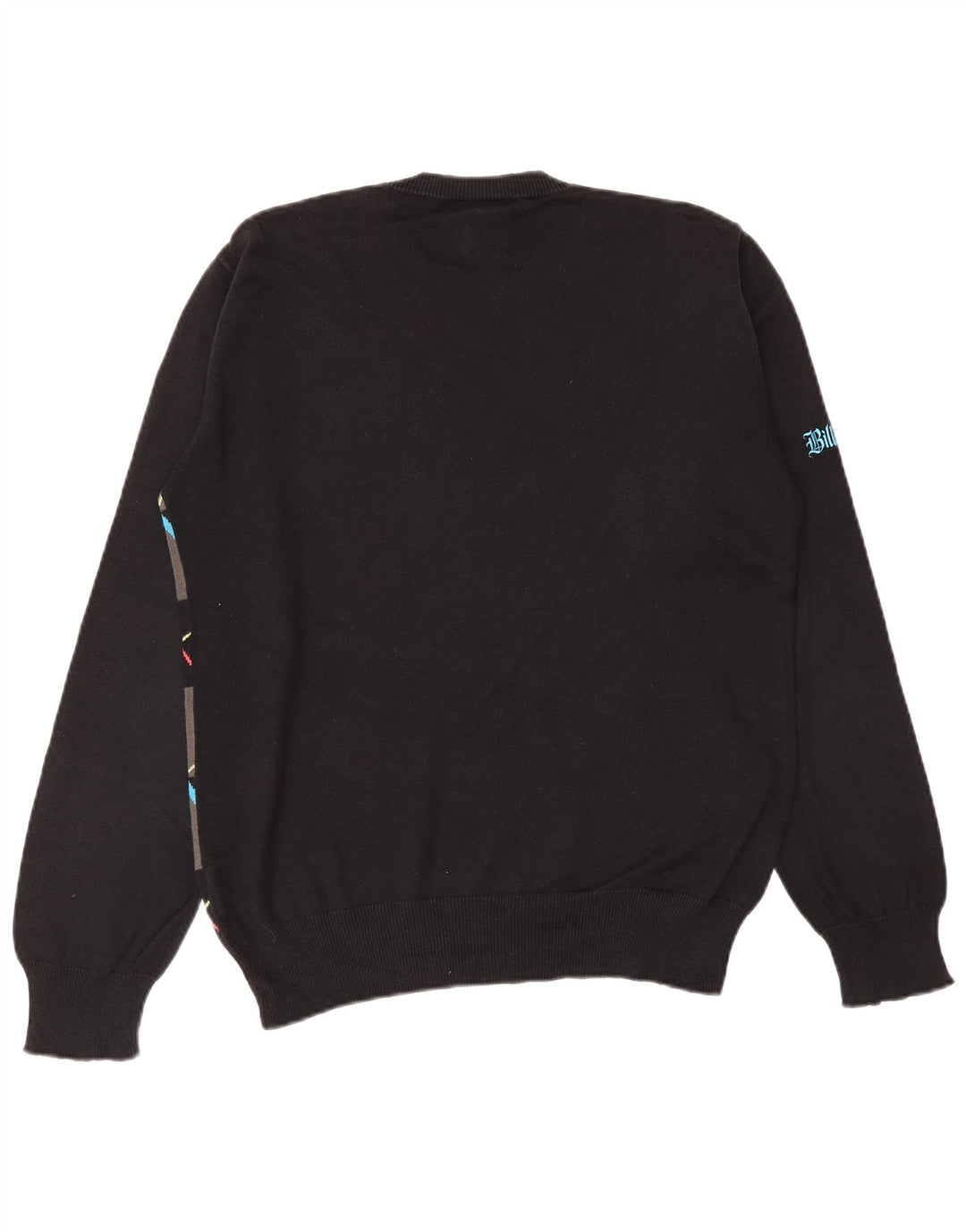 BILLABONG Herre Crew Neck trøje Sweater Small Black Argyle/Diamond Bomuld