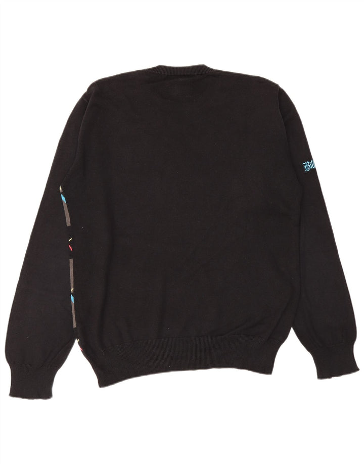 BILLABONG Herre Crew Neck trøje Sweater Small Black Argyle/Diamond Bomuld