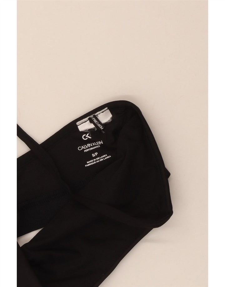 CALVIN KLEIN Dame Grafisk Sport BH Top UK 8 Lille Sort