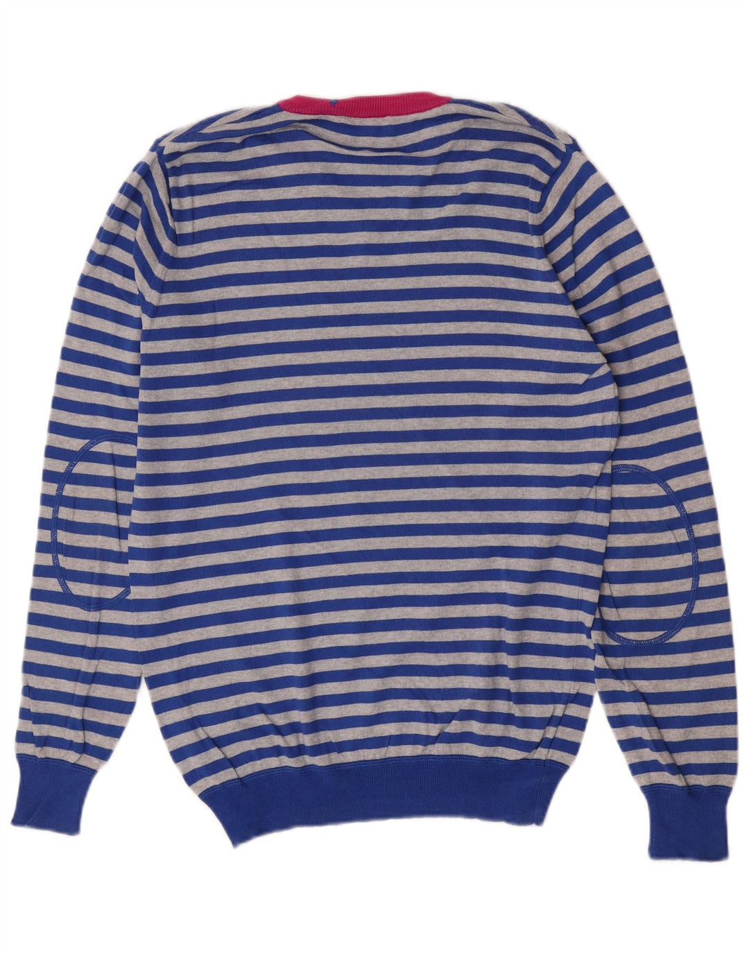 Gas Herre V-hals sweater mellemblå stribet bomuld