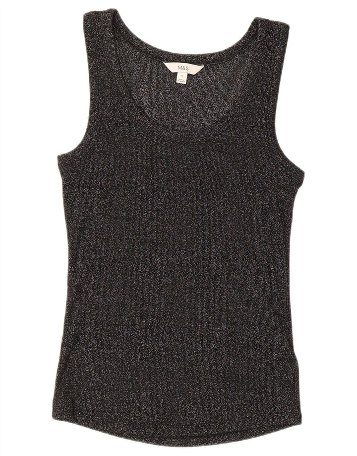 Marks & Spencer Damevest Top UK 12 Medium Sort Flecked Bomuld