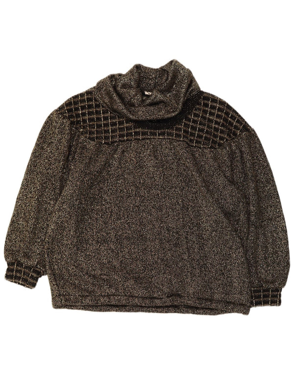 VINTAGE Womens Roll Neck Jumper Sweater UK 14 Medium Gold Flecked