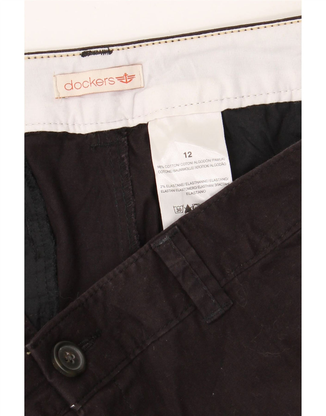 DOCKERS Womens Chino Shorts US 12 Large W32  Black Cotton Vintage Dockers and Second-Hand Dockers from Messina Hembry 