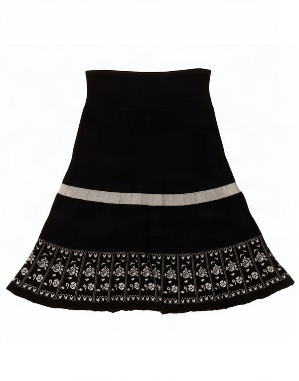 Renato Balestra Womens A-Line Skirt IT 44 Medium W30 Black Floral Wool
