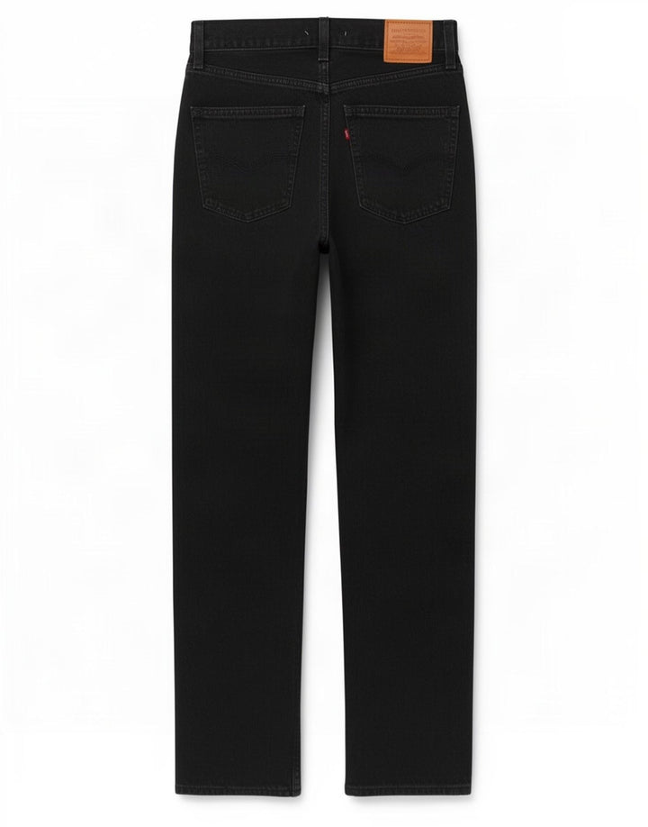 Levi's Dame Højtaljede Straight Jeans W29 L31 Sort Bomuld