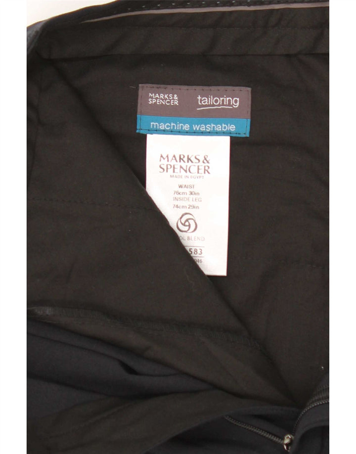 Marks & Spencer Herre Pegged Suit Bukser W30 L29 Navy Blue Polyester