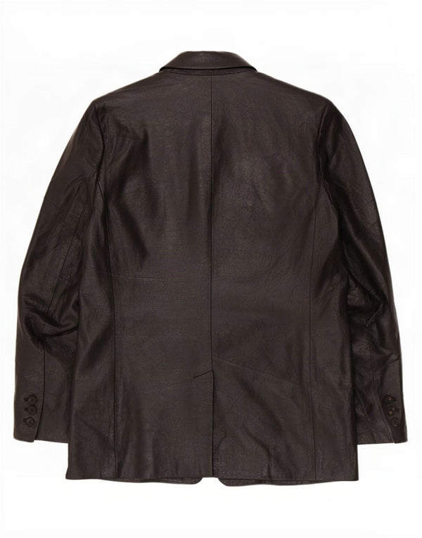 Zara Dame 1 knap imiteret læder blazerjakke UK 12 Medium Sort