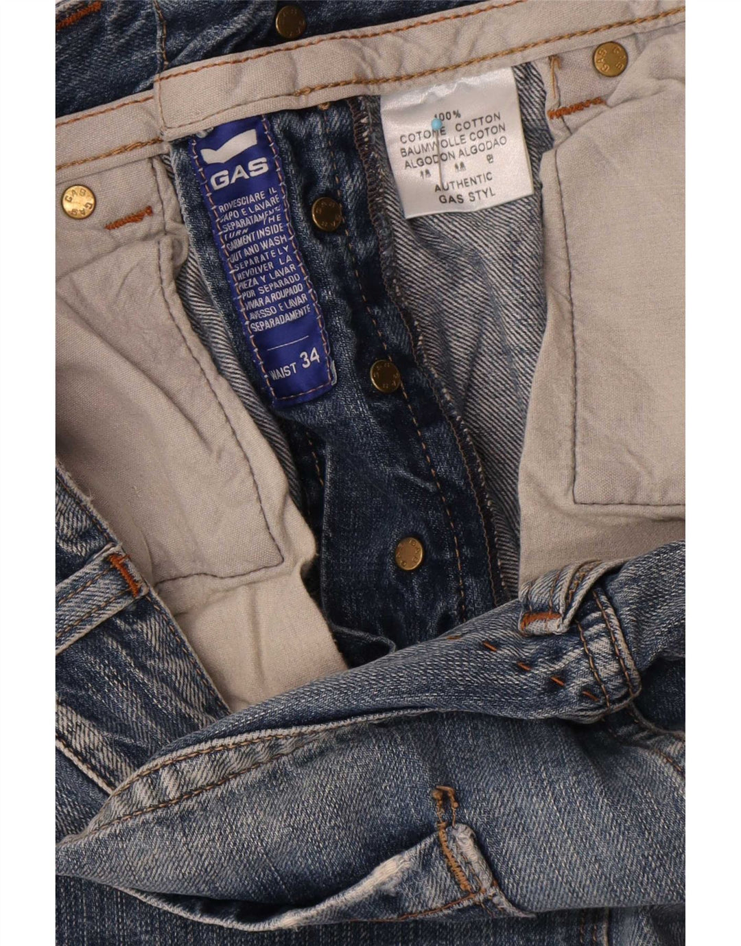 Gas Straight Jeans til mænd W34 L34 Blå Bomuld