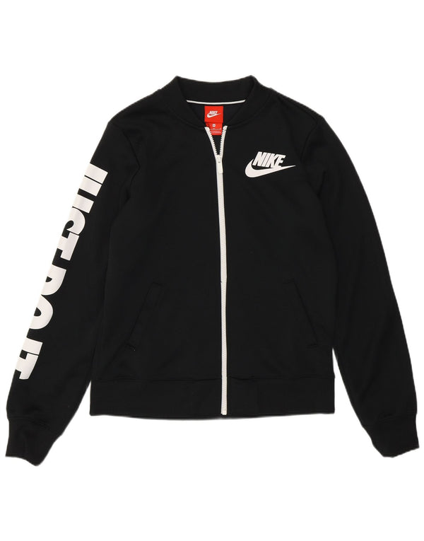 Nike Grafisk træningsdragt topjakke til kvinder UK 14 Medium Sort Polyester