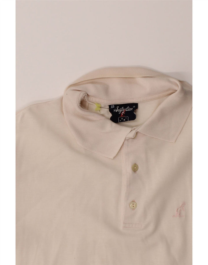 AUSTRALIAN L'ALPINA Mens Polo Shirt IT 48 Medium Off White Vintage AUSTRALIAN L'ALPINA and Second-Hand AUSTRALIAN L'ALPINA from Messina Hembry 