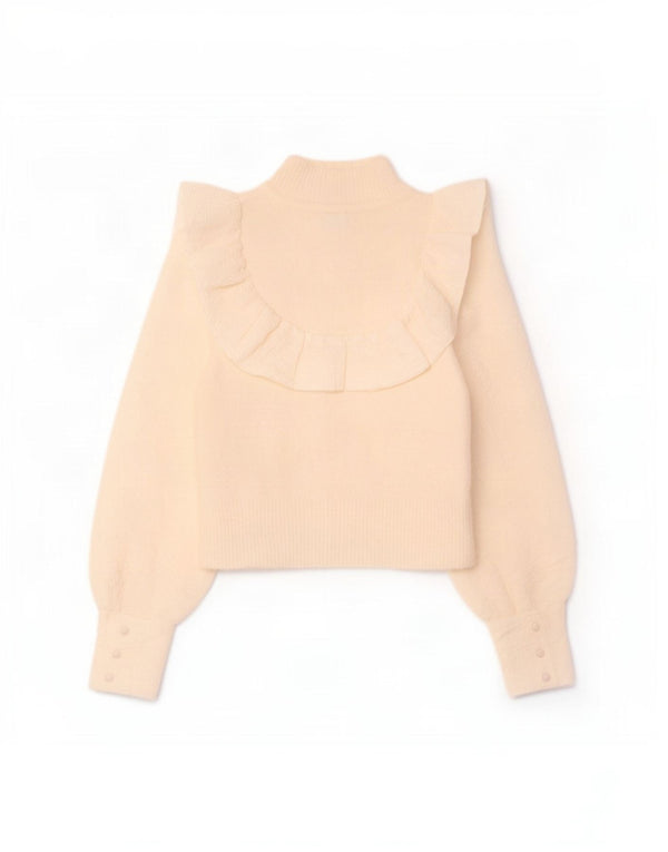 Zara Womens Crop Turtle Neck Jumper Sweater UK 10 Small Off White Akryl