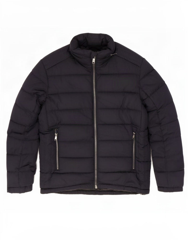 Zara Herre hættepolstret jakke UK 38 Medium Navy Blue