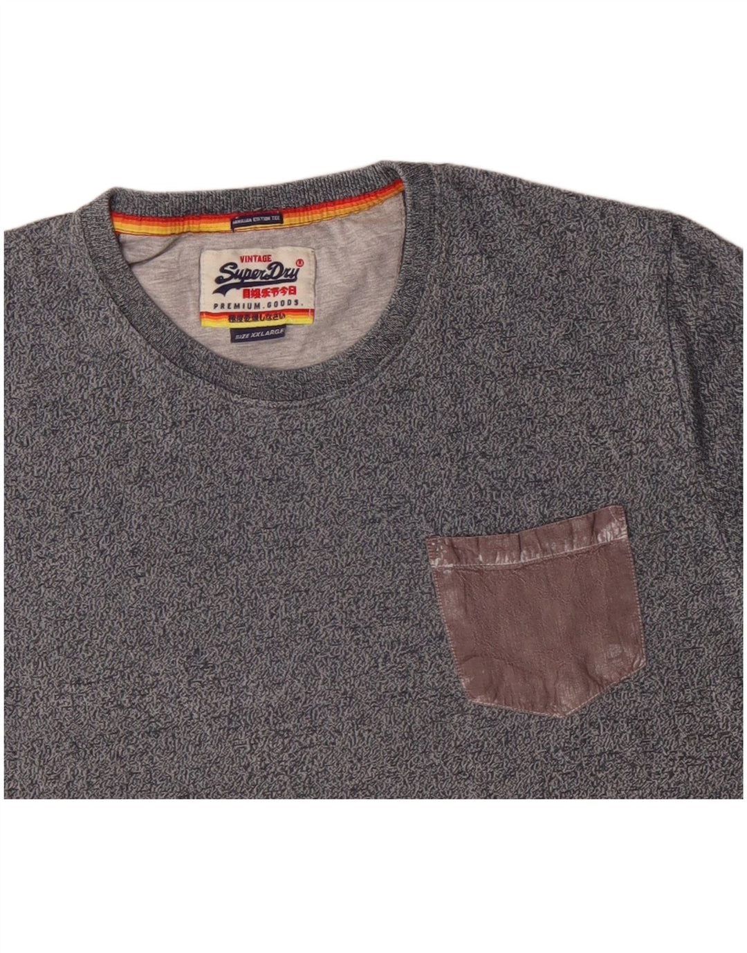 SUPERDRY Herre T-Shirt Top 2XL Grå Flecked Bomuld