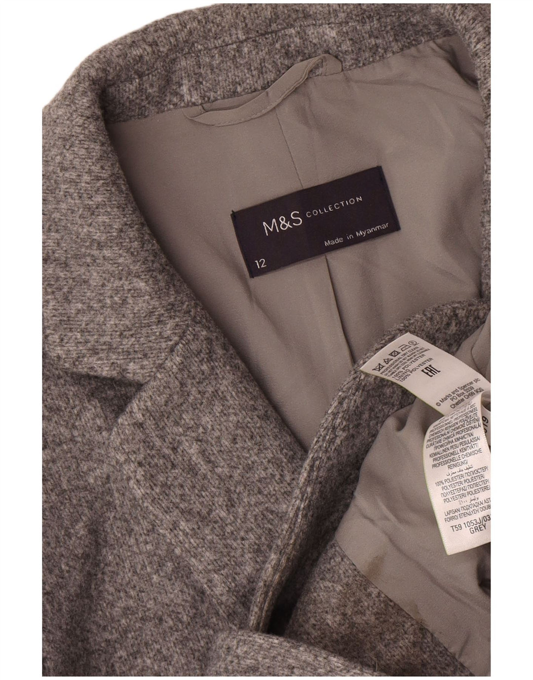 Marks & Spencer Dame 2 Button Blazer Jacket UK 12 Medium Grey Polyester