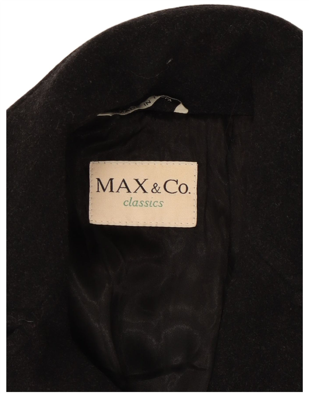 Max & Co. Dame Oversized Dobbeltradet Frakke UK 10 Lille sort uld