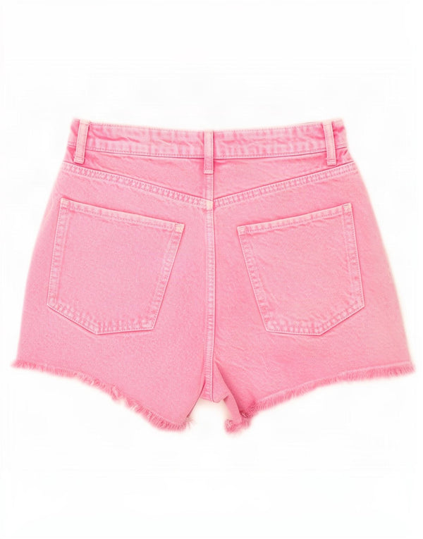 Zara Dame højtaljede denimshorts EU 34 2XS W24 Pink Bomuld