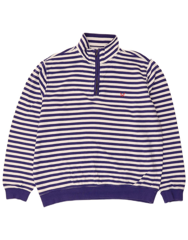Besætningstøj Herre lynlås-hals sweatshirt XL Lilla stribet bomuld