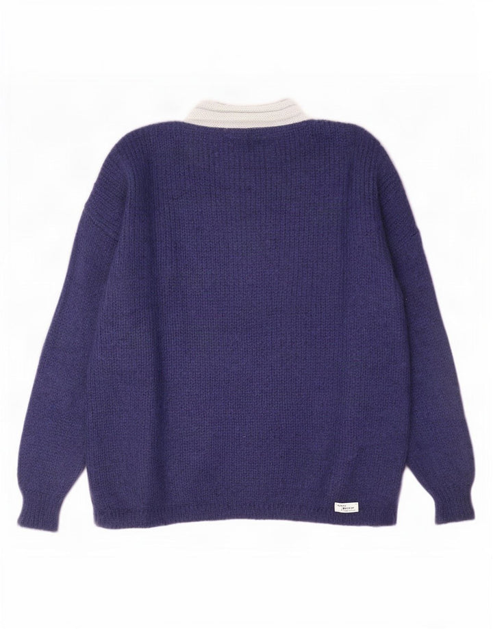 Vintage Dame Turtle Neck Jumper Sweater IT 44 Medium Navy Blue