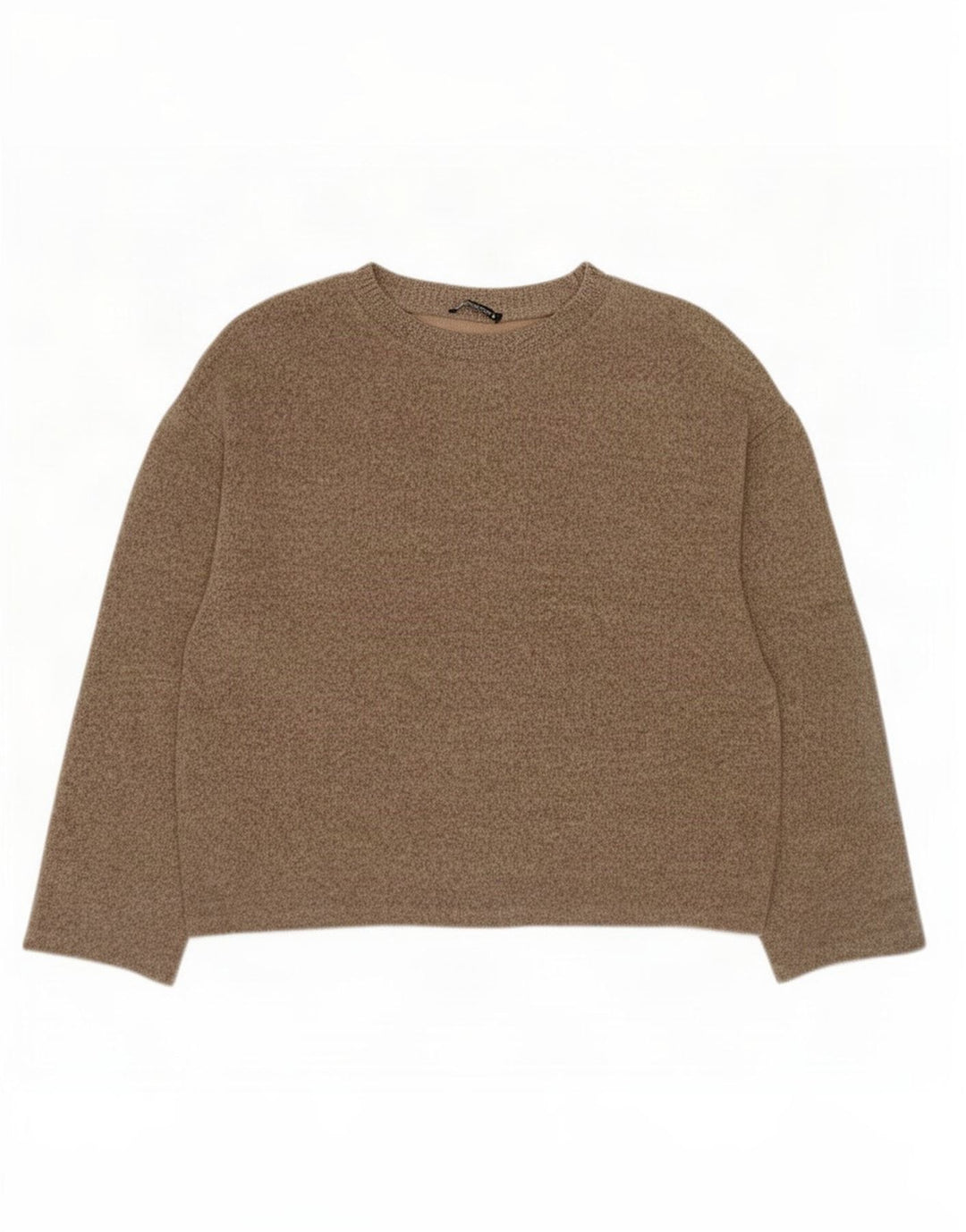 Zara Dame Oversized Top 3/4 ærmer UK 16 Stor Brun Flecked Bomuld