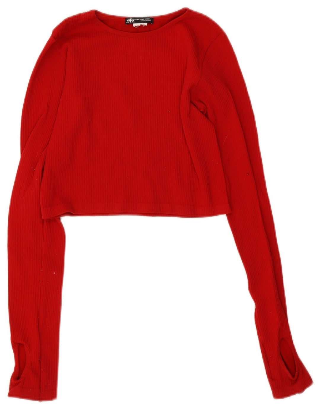 Zara Langærmet Crop Top UK 12 Medium Rød