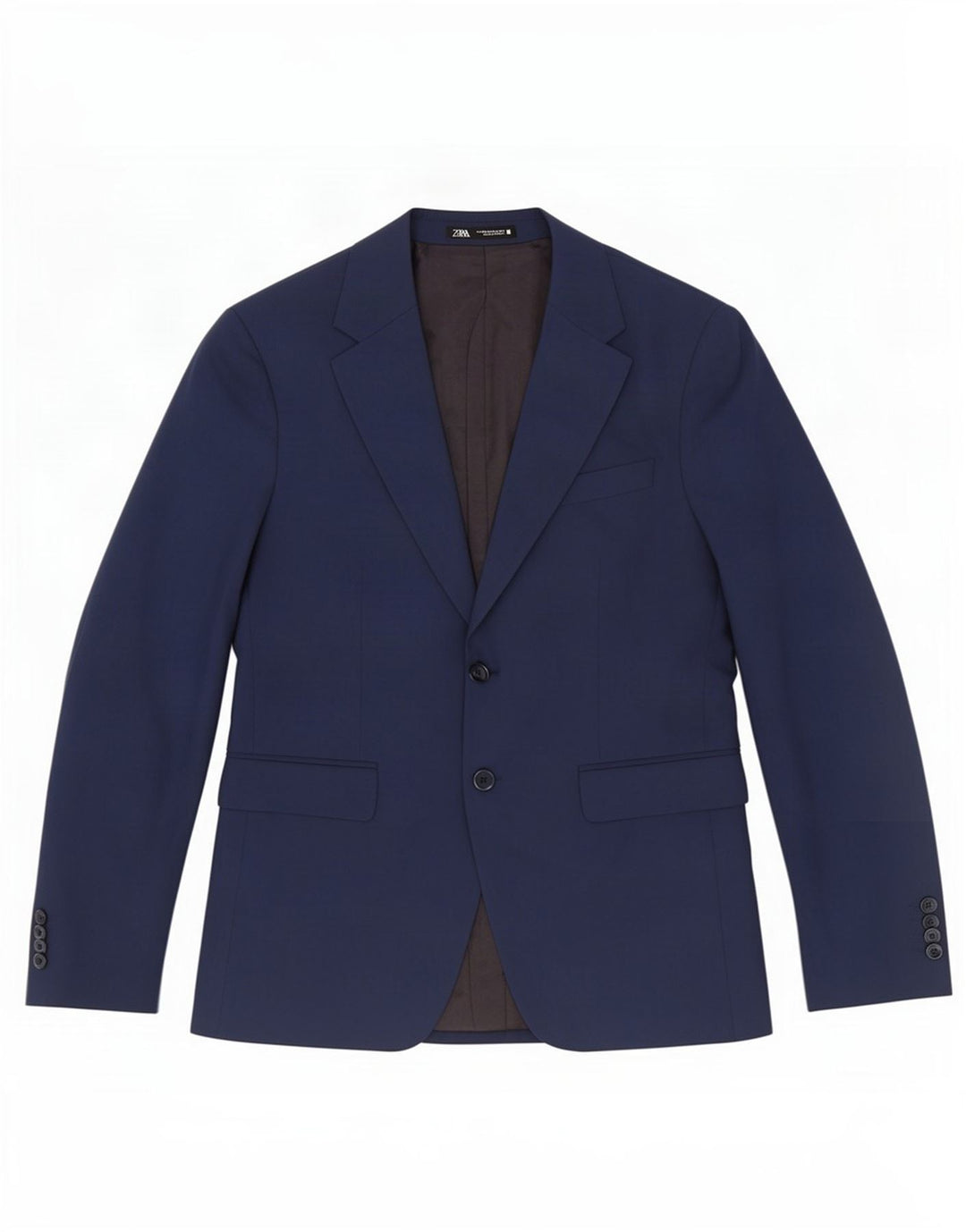 Zara Herre 2-knaps blazerjakke EU 46 Lille marineblå polyester