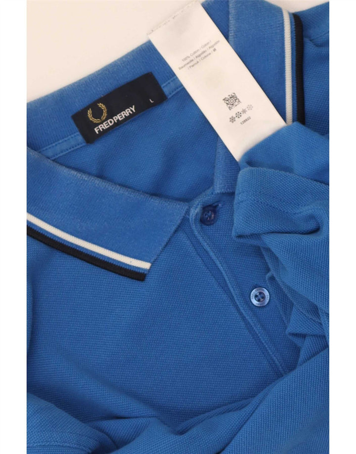 Fred Perry herre poloskjorte stor blå stribet bomuld