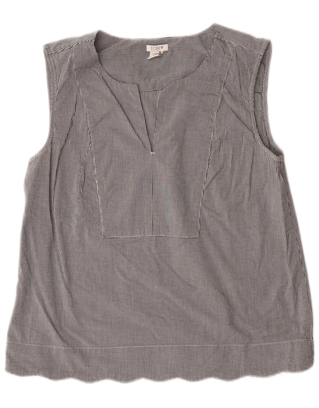 J. Crew Dame ærmeløs bluse Top US 6 Medium Grey Gingham Cotton