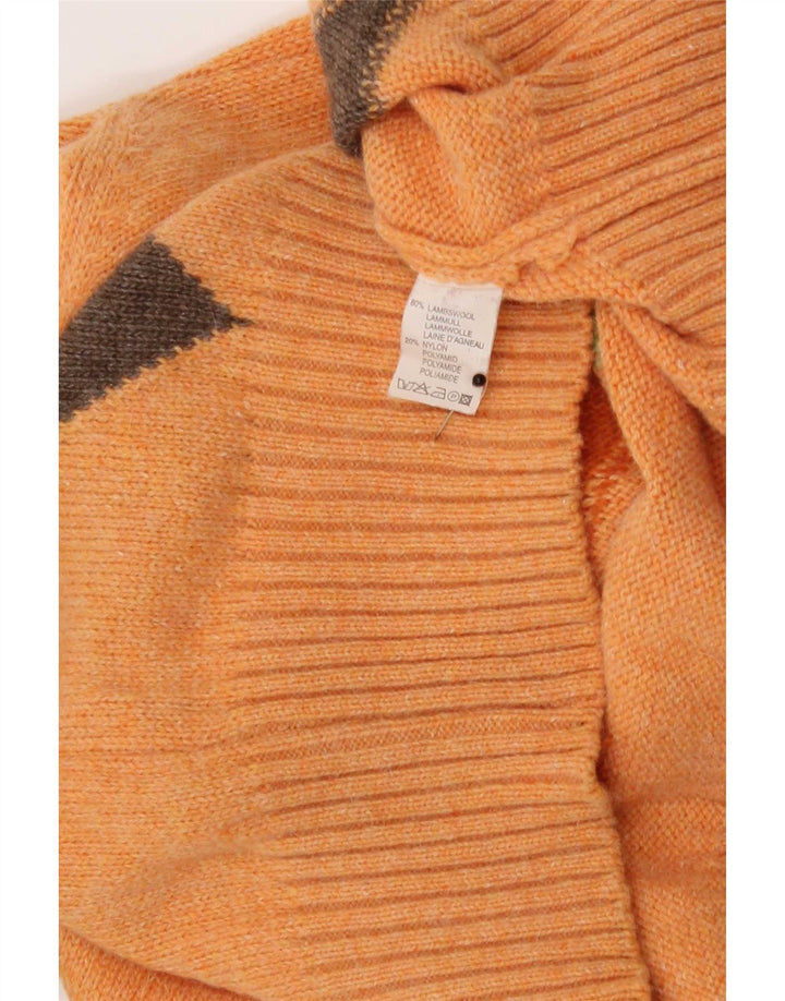 Vintage Herre rund hals sweater Medium Orange Argyle/Diamond