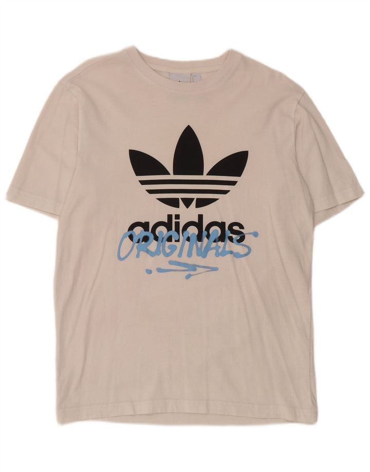 Adidas Grafisk T-shirt top til mænd, lille hvid bomuld