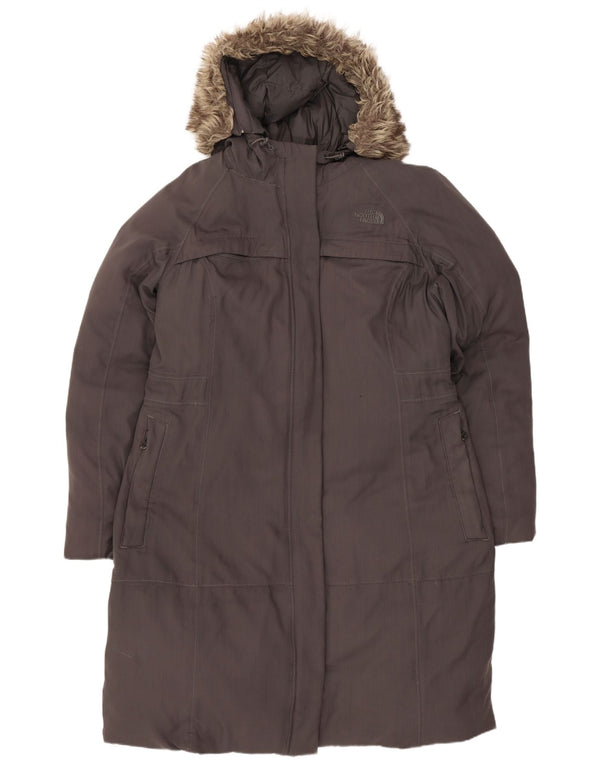 The North Face Dame Hætte Polstret Frakke UK 16 Stor Grå Nylon