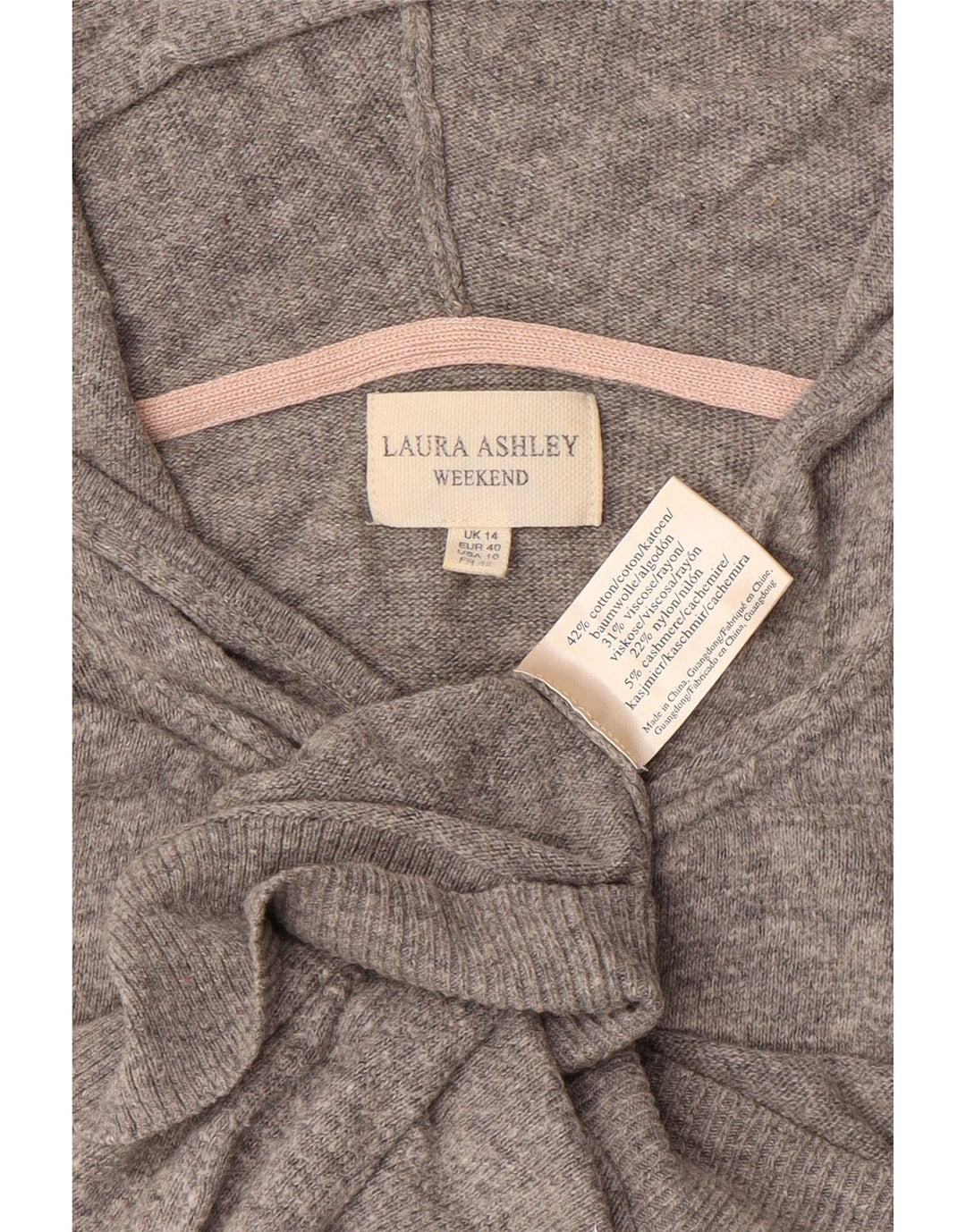 LAURA ASHLEY Dame Weekend Hætte Cardigan Sweater UK 14 Stor Grå