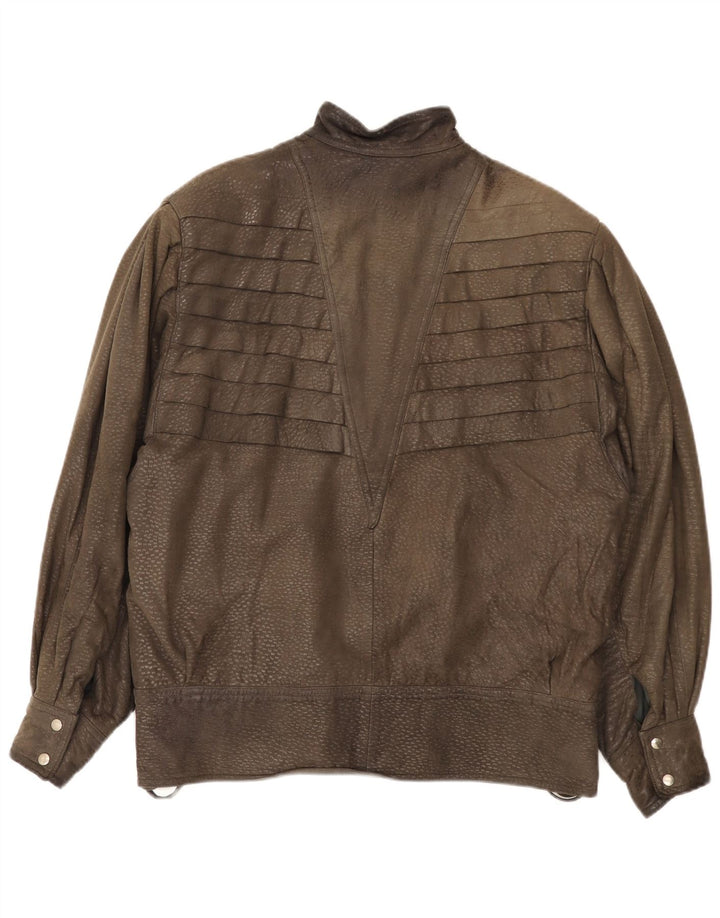 Vintage læderjakke til kvinder UK 20 2XL brunt læder