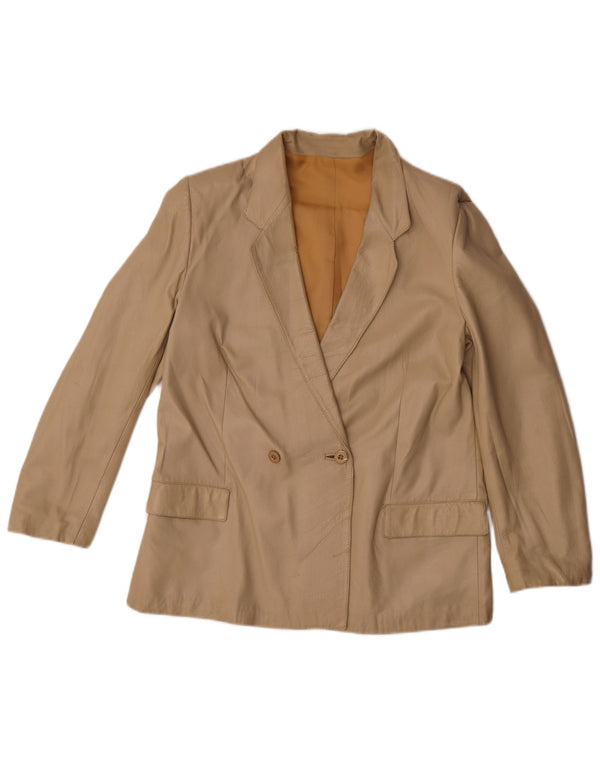 Vintage dobbeltradet blazerjakke til kvinder IT 42 Medium Beige