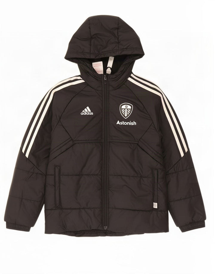 Adidas drenge grafisk polstret hættejakke 9-10 år sort polyester