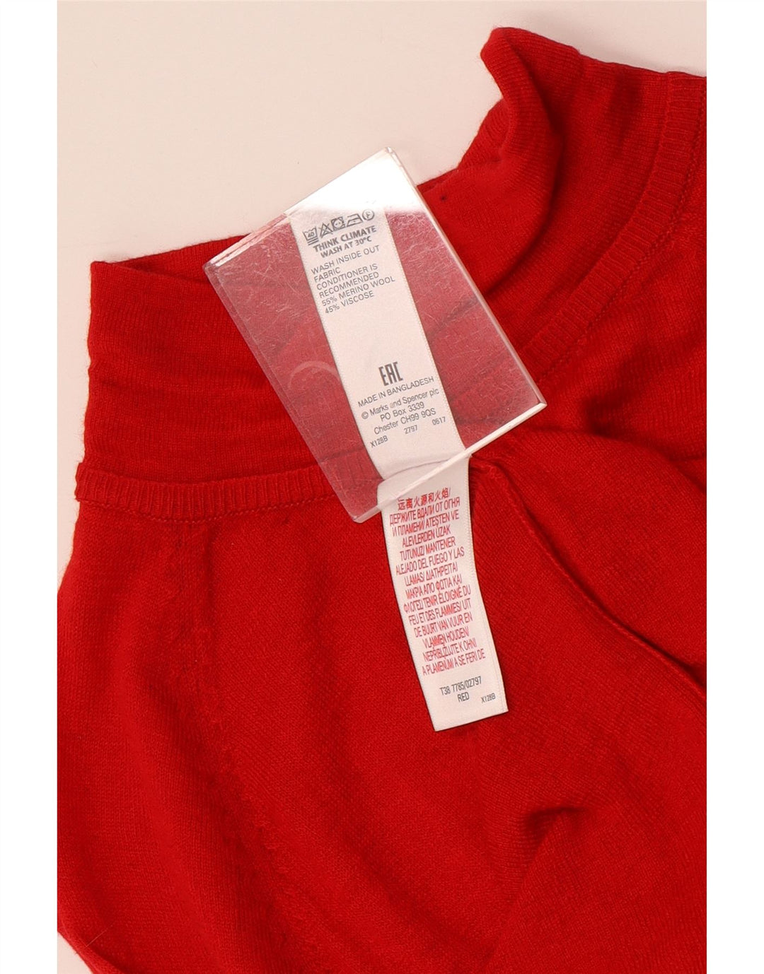MARKS & SPENCER Dame Turtle Neck Sweater UK 12 Medium Rød