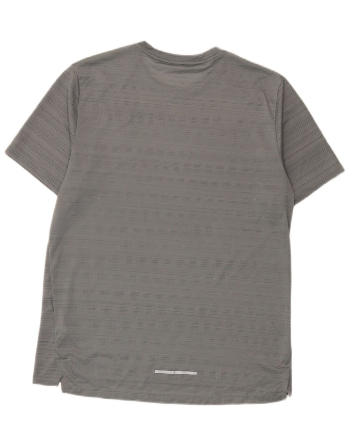 Nike herre Dri Fit T-shirt top mellemgrå nålestribet polyester