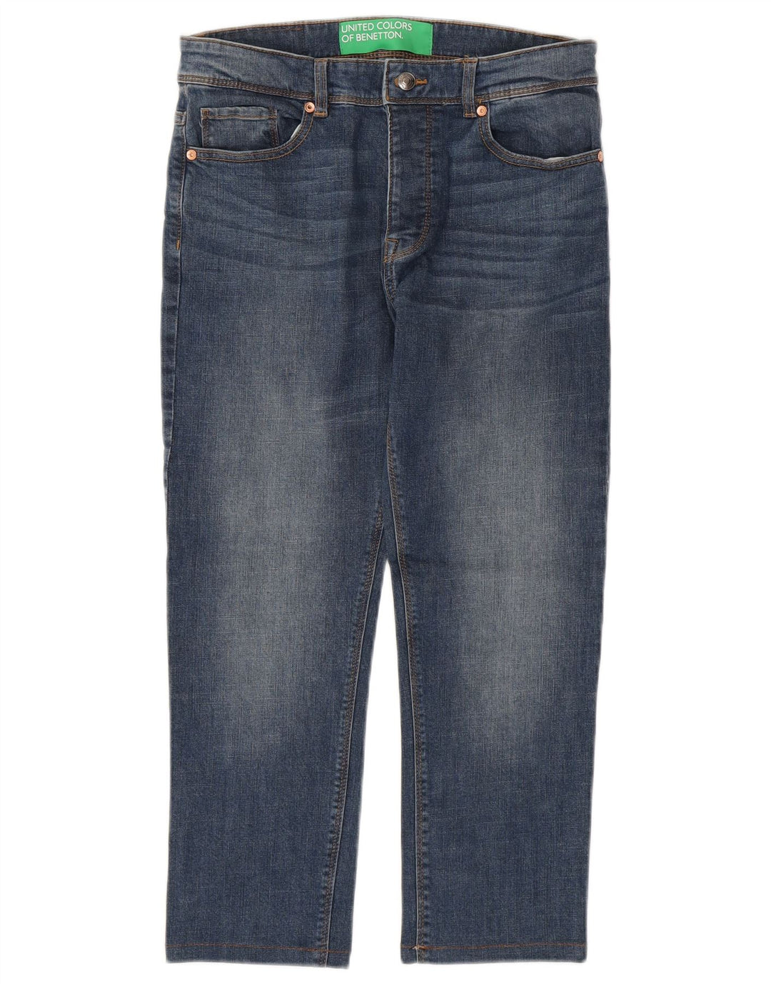BENETTON Straight jeans til mænd W30 L23 Blå bomuld