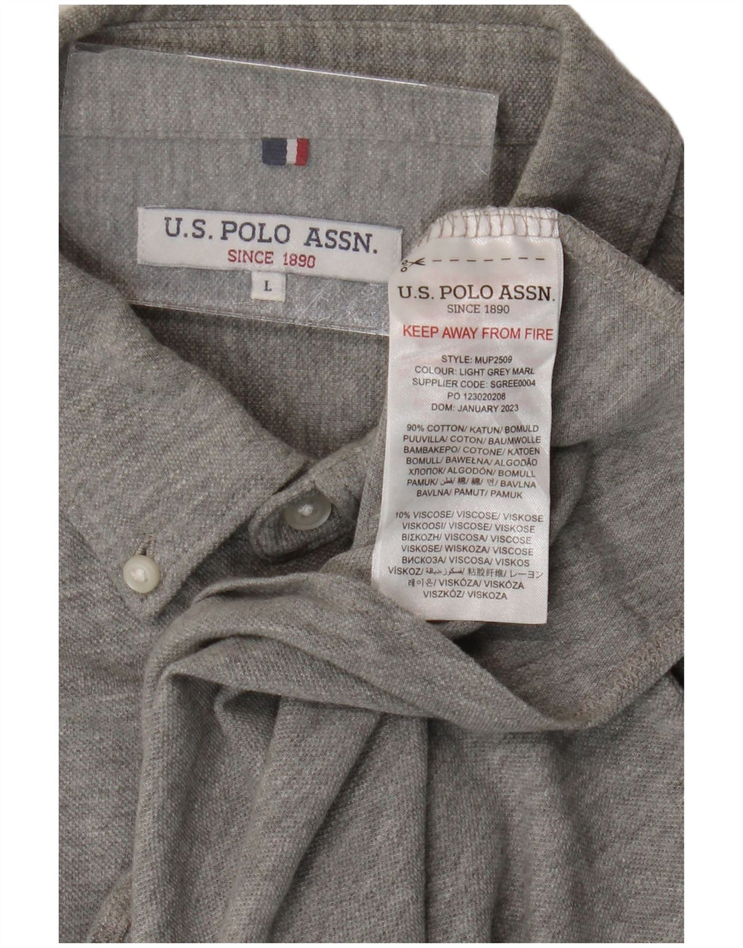 U.S. Polo Assn. Kortærmet herreskjorte Stor grå bomuld