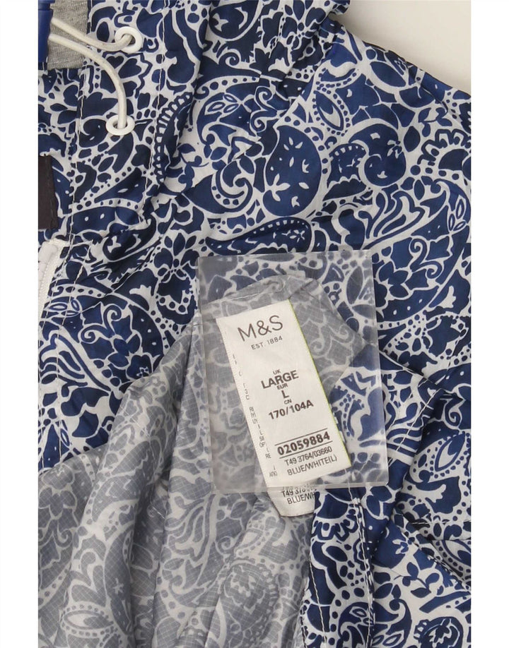 Marks & Spencer Dame Hættevindjakke UK 16 Large Blue Paisley