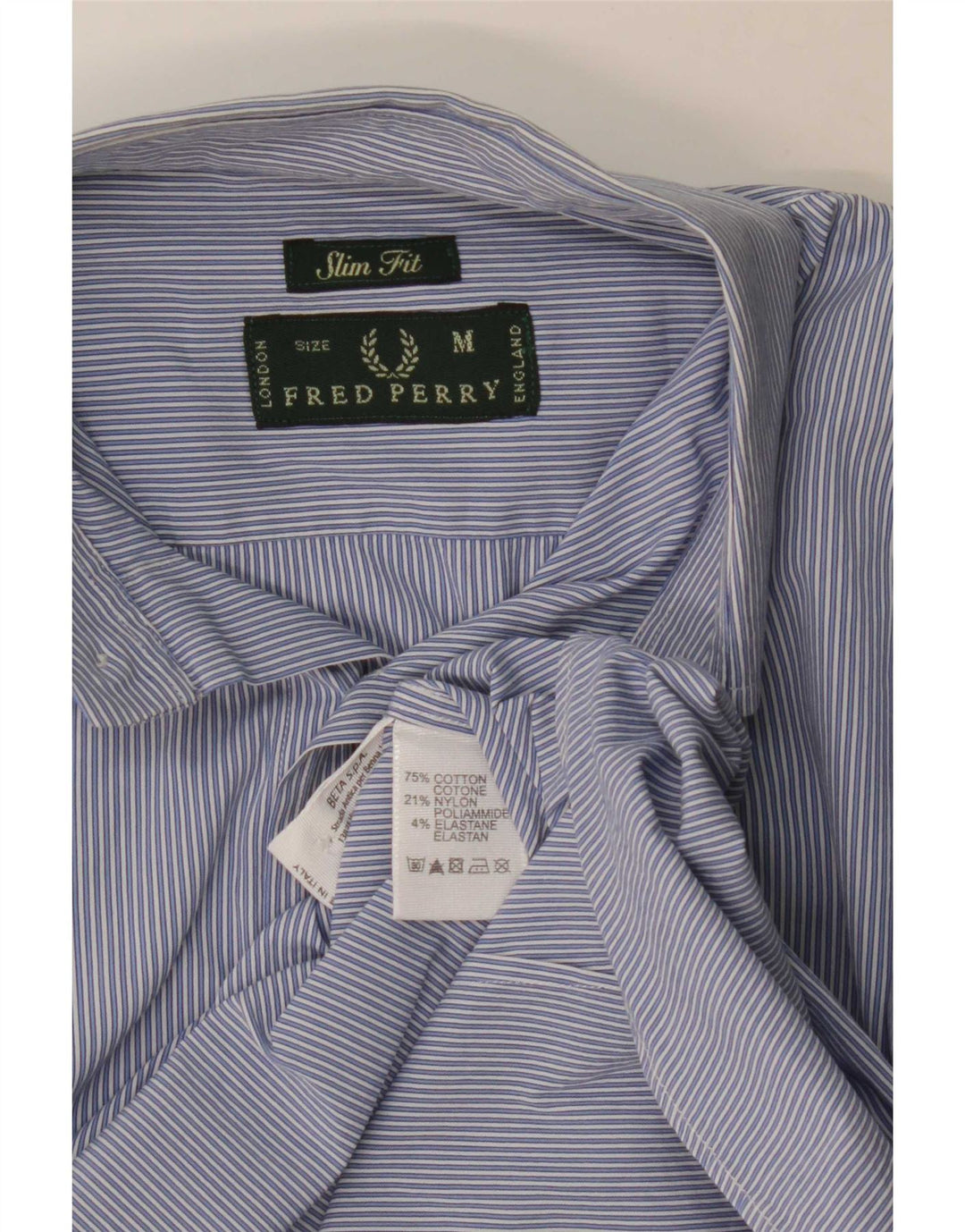 Fred Perry Herre Slim Fit skjorte Medium blå stribet bomuld Classic