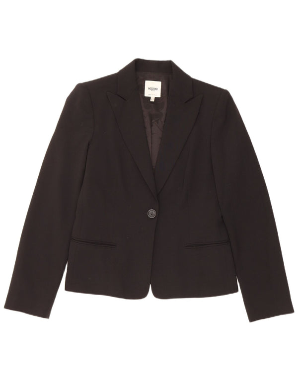 Moschino Dame 1 Knap Blazer Jacket UK 14 Medium Sort Polyester