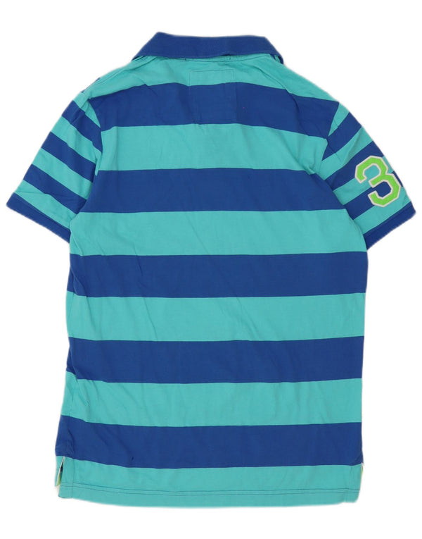 Superdry herre grafisk klassisk pasform poloshirt XL blå stribet bomuld