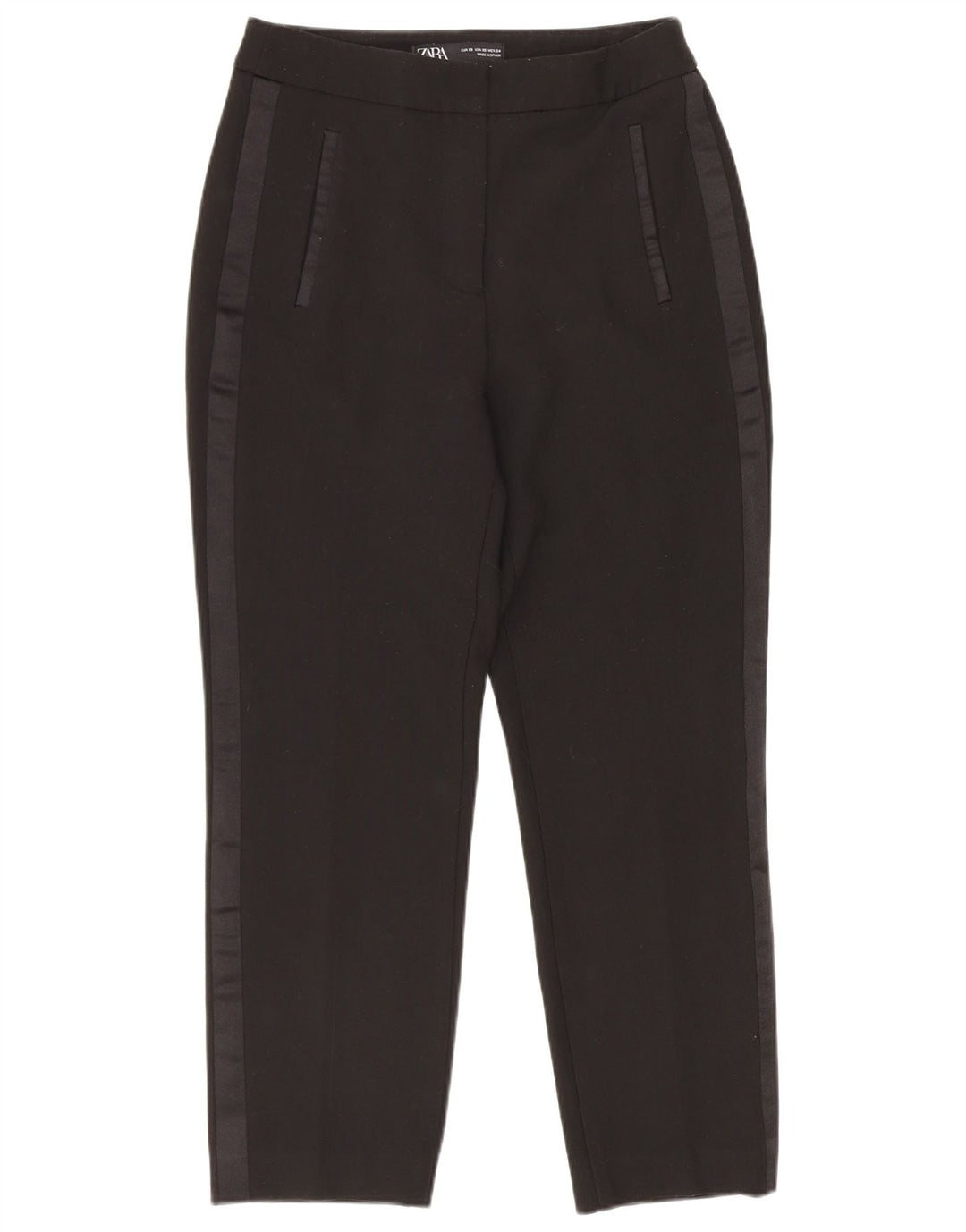 Zara Dame Slim Casual Bukser XS 24 L23 Sort Polyester