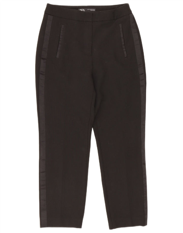 Zara Dame Slim Casual Bukser XS 24 L23 Sort Polyester