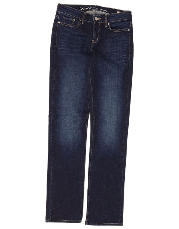 Calvin Klein Dame Straight Jeans W27 L32 Marineblå Bomuld