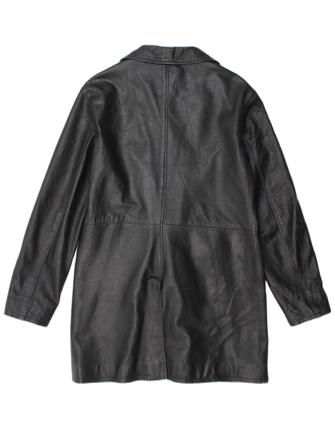 VINTAGE læderfrakke til kvinder UK 18 XL sort læder